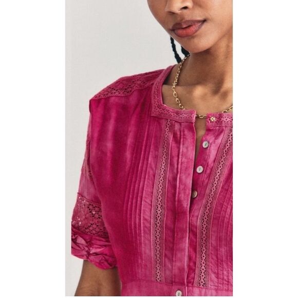 LoveShackFancy Edie Lace Short Sleeve Shirt Dress, NWT, Size XS - Picture 4 of 15